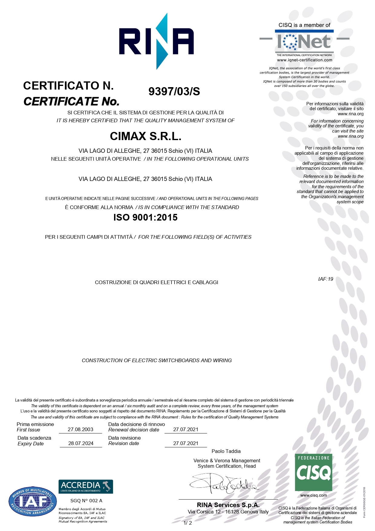 Certificato ISO pagina 2